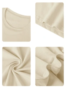 Áo thun ngắn tay nữ mùa hè dáng rộng, chất liệu cotton, in chữ và hoạt hình phong cách Y2K. - Màu be - Xem 6