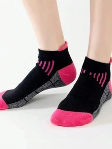 1/6/12雙女款戶外跑步短襪 - 網眼透氣船襪，運動護踝+足弓支撐設計，女款壓力襪，撞色條紋夏季薄款運動襪，緩衝低筒跑步襪，健身禮物 - 彩色 - 查看 7