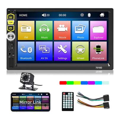 Autoestéreo Pantalla 2din Táctil Mirrorlink  7 Pulgadas Bluetooth Con Cámara stereo carro FM USB MP5 RCA Negro