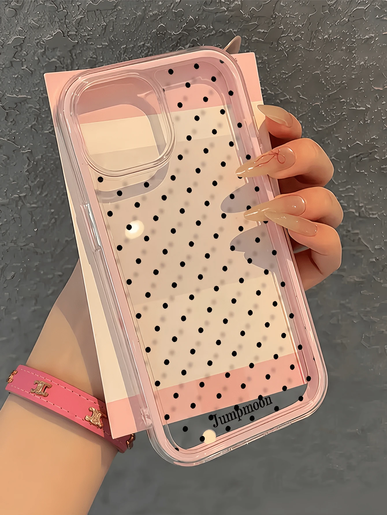 1 Stück rosa gepunktetes personalisiertes 3-in-1 minimalistisches Vollschutz TPU stoßfestes Handyhülle kompatibel mit Apple 17, 16, 15, 14, 13, 12, 11 Pro Max, Air