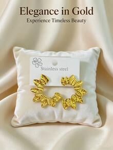 坚固耐用的不锈钢耳环，金色几何造型不锈钢首饰，女士耳环，垂体耳环 - 彩色 - 查看 8