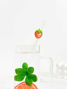 卡通水果造型透明玻璃吸管，可重复使用弯曲玻璃吸管，适用于奶昔、牛奶、茶、果汁、鸡尾酒、冷饮、派对、送女友礼物、甜品店、软饮店、小吃店、办公室、酒吧、餐厅 - 查看 5