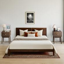 Medieval-Style Walnut Headboard/Bedside Table With Metal Handle, 40 X 40 X 55 Cm, Set Of 2 - Brown - View 8