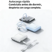 Batería portátil de carga rápida con cables integrados y diseño cuadrado compacto, regalo del Día de San Valentín - Blanco-B - Ver 3