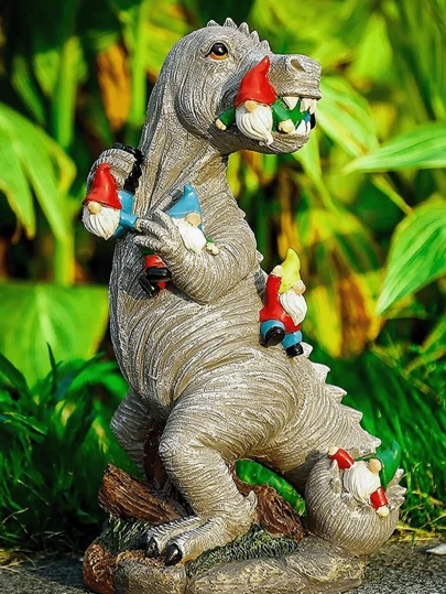 1pc Dinosaur Outdoor Garden Decor, Mini Dinosaur Outdoor Sculpture Suitable For Yard, Lawn, Patio, Housewarming Garden Gift