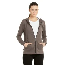 Women's Lightweight Cotton Hoodie Full Zip S-3XL With Pockets Hooded Sweatshirt Jacket Coat Solid Tops Regular & Plus Size Basic Layering Tops Warm Lightweight Cotton Zipper Hoodie Sweatshirt For Women Lady Sweatshirts Long Sleeve Outerwear For Spring Fall Winter Womenswear Activewear Streetwear - 灰褐色 - 查看 3