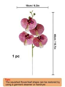 3 cành lan Phalaenopsis nhân tạo, thân lan giả bằng cao su mềm mại như thật, dùng trang trí nhà cửa, đám cưới, bàn tiệc. - Hồng - Xem 2