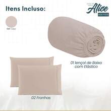 King Bed Sheet Set 3pcs Ponto Palito Cotton 600 Threads - Khaki - View 5