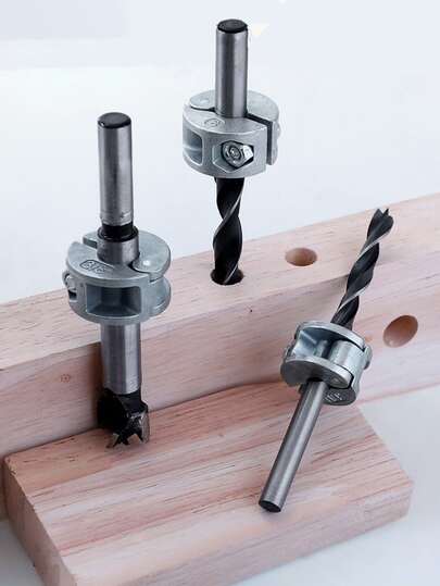 1Set Adjustable Drill Bit Stop Collars, 6/8/10mm Open-End Limiters With Wrench, Alloy Steel Drilling Accessories For Precise Depth Control, Uncoated Finish, Drill Positioning Tool, Precision Drilling| Construction, Drill Accessories