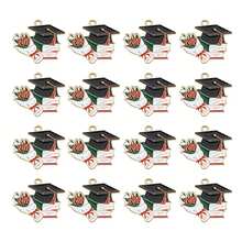 30pcs/Set 4 Styles Enamel Graduation Cap Pendant, DIY Earrings, Bracelets, Necklaces Jewelry Making - Multicolor - View 7