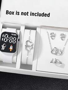 6pcs/Set Women's Fashion Wrist Watches, Versatile High-End Ladies Watch Set - White - View 6