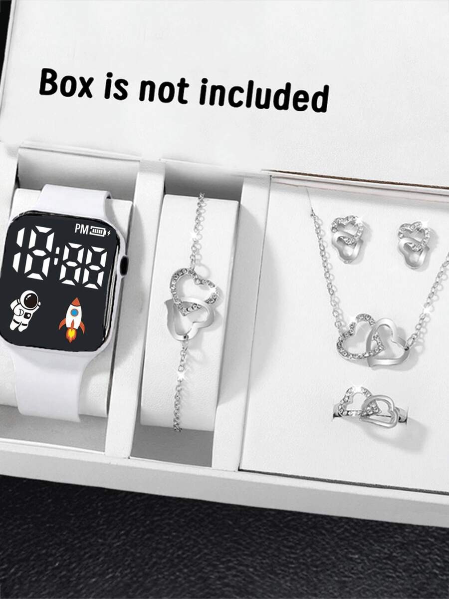 6pcs/Set Women's Fashion Wrist Watches, Versatile High-End Ladies Watch Set - White - View 1