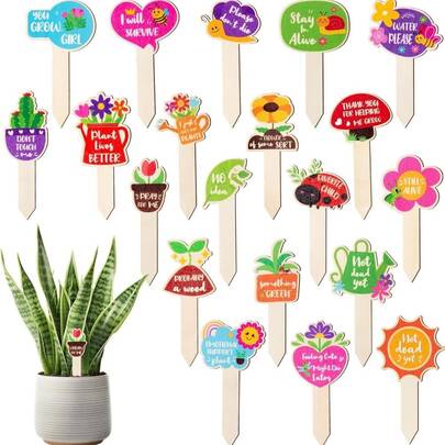 20pcs Wooden Plant Markers, Plant Name Tags, Suitable For Flowers, Succulents, Potted Plants, Garden Decor, Plant Labels, Pot Accessories