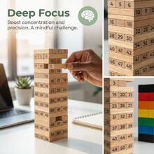 48-54片创意木制数字积木套装，减压木制玩具，木制叠叠乐积木游戏，翻滚游戏，家庭聚会，完美生日礼物 - 彩色 - 查看 3