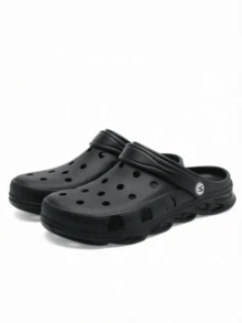 Unisex Black Garden Clogs, Lightweight EVA Slip-On Shoes, Non-Slip Breathable Water-Resistant Outdoor Sandals, Quick-Dry Beach Pool Shower Yard Work Casual Comfort Footwear - 黑色 - 查看 2