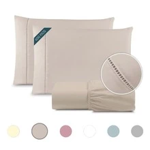 King Bed Sheet Set 3pcs Ponto Palito Cotton 600 Threads - Khaki - View 7
