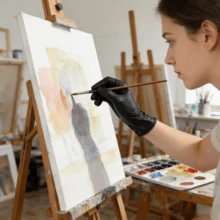 一次性黑色手套，不含乳胶的丁腈手套，适用于美甲纹身美容院 - 黑色 - 查看 3