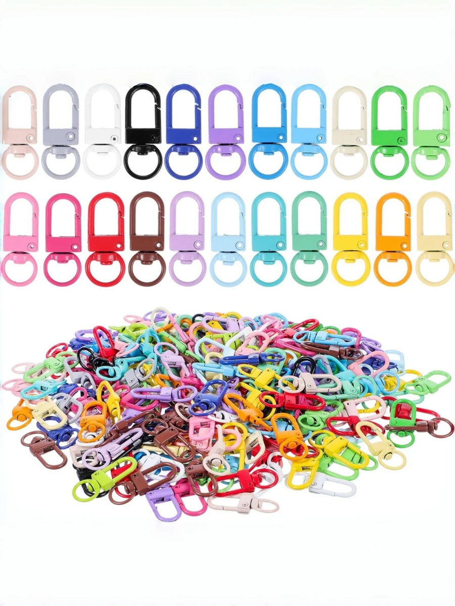 10/30/50/100 piezas Mosquetón giratorio, para hacer llaveros, llaveros de cordón de colores, ganchos, adecuado para clips de metal de llavero, hebillas pequeñas de llavero, accesorios para hacer joyas, conectores y artesanía