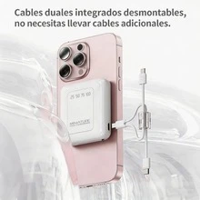 Batería portátil de carga rápida con cables de carga incorporados, regalo del Día de San Valentín - Blanco - Ver 2