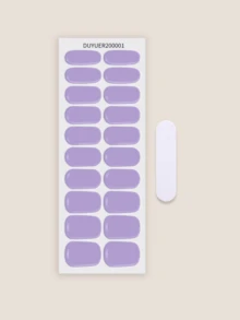20pcs Semi-Cured Gel Nail Strips, Salon-Grade Long-Lasting, Easy To Apply And Remove, Requires UV Lamp Curing - Mauve Purple - View 3