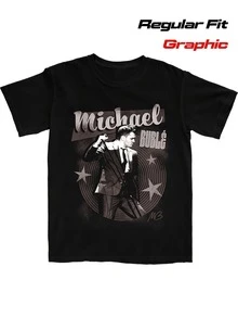 Plus Size-Funny Men's And Women's Round Neck T-Shirt Women's Fashion T-Shirt,Michael Buble Official Concert Tour T-Shirt - Heavyweight 220GSM Signature & Song Lyrics Graphic Tee, Unisex Black Casual Shirt With Iconic Logo - Concert Merchandise Gift For Men & Women - Black - View 6