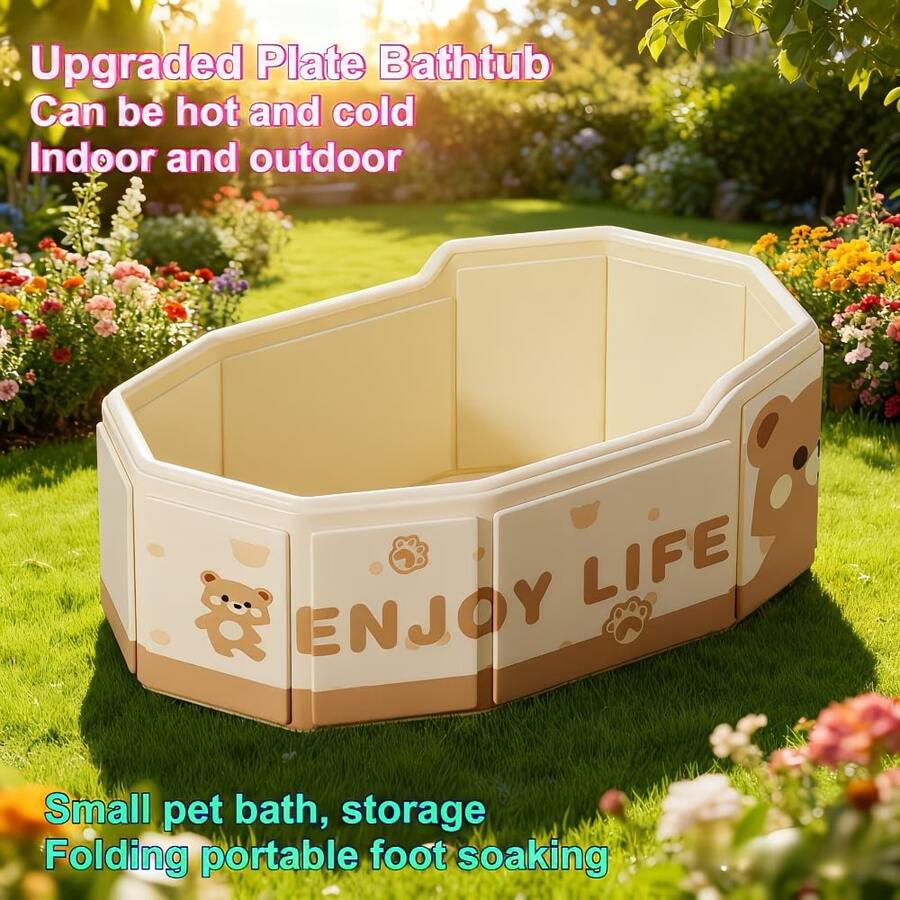 Foldable Swimming Pool/Bathtub, No Inflation Required, Hot/Cold Water, Portable Bathing Tub, Multi-Purpose, Travel Friendly Compact Folding Bathtub, Easy To Clean PVC Mini Pool/Tub, Suitable For Indoor/Outdoor Use, Travel, Gifts, Pet Owners