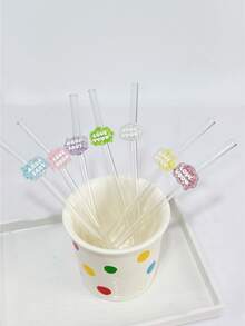 Cartoon "Love You" Shaped Transparent Glass Straw, Reusable Bent Glass Straw For Milkshake, Milk, Tea, Juice, Cocktail, Cold Drinks, Gift For Girlfriend, Dessert Shop, Soft Drink Bar, Office, Bar, Restaurant Party Decor - View 1