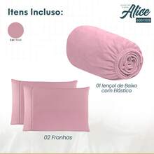 King Bed Sheet Set 3pcs Ponto Palito Cotton 600 Threads - 乾枯玫瑰色 - 查看 5