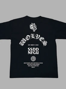 DARC WOLVES Sport Men T-Shirts Bodybuilding Gym NFGU Tee Shirt Unisex Workout Training T Shirt Darcs Tops - 黑色 - 查看 1