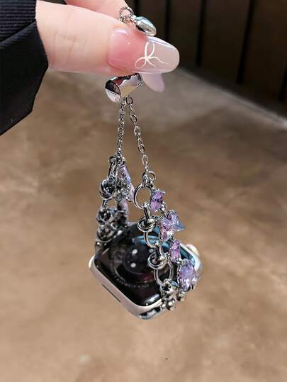 1 Piece Of Women's Butterfly Bracelet Metal Strap Compatible With 38/40/41/42/44/45/46/49mm Compatible With Apple Watch Strap Ultra/S10/9/8/7/6/5/4/3/2/1