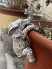 1个悬挂式大象花盆，适合送给大象爱好者，庭院花园动物装饰雕塑花盆，室内装饰，美观的房间装饰，卧室装饰，家居装饰，房屋装饰 - 小象 - 查看 4