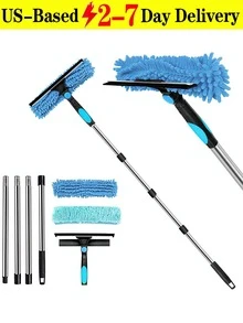 Professional 72" High Window Cleaning Squeegee Set With Extension Pole, 2-In-1 High Window Cleaning Squeegee Set With 1 Rotatable Head And 2 Interchangeable Washers, Best Indoor Outdoor Window Washing Equipment - A - 查看 12