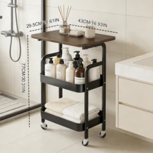 Lislark 3 Tier Storage Trolley Cart Kitchen Utility Rolling Rack Tray Shelf On Wheels (44*30*77cm) - View 8