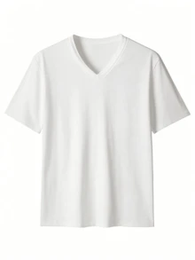 GRDR Set de 3 camisetas de manga corta con cuello en V de unicolor, estilo casual y deportivo para hombres - Multicolor - Ver 6