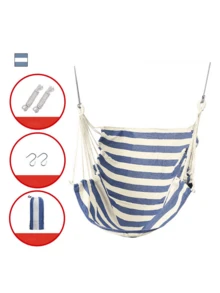 Ghế võng ngoài trời di động, thiết kế vải sọc thoải mái, ghế đu nylon chắc chắn, nhiều màu sắc để lựa chọn, ghế thư giãn treo thoải mái, hoàn hảo cho sân hiên, vườn sau nhà và cắm trại. Một vật dụng không thể thiếu để thư giãn và cắm trại. Ghế võng cắm trại 2 trong 1. - Nhiều màu - Xem 16