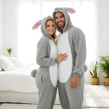 nerd hunters Adult Grey Rabbit Bunny Hooded Kigurumi Pajama Suit - 灰色 - 查看 1