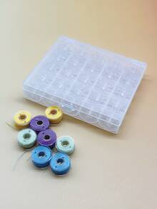 25pcs Plastic Bobbin Set, Sewing Machine Bobbins With 25 Independent Compartments, Tidy Storage, Compatible With Household Sewing Machines, Suitable For Cross-Stitch And Embroidery Thread Storage (Bobbins Only, No Thread Included) - One Box Of Bobbins (thread Not Included) - View 2