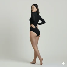 Women's Basic Second Skin Bodysuit Set With High Neck And Long Sleeves - High Fashion Blogger Style - 2-piece Kit (Black + Gray) - View 3