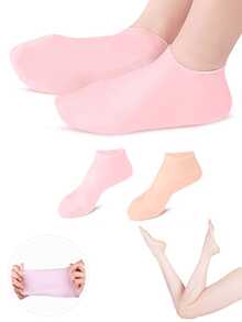 1 Pair Silicone Moisturizing Foot Socks, Effectively Care For Feet, Prevent Cracked Heels, Remove Dead Skin, Elastic Foot Socks, All-Day Moisture Locking, Prevent Dryness, Odorless, Easy To Wear And Take Off, Soft And Comfortable Material. - Multicolor - View 6
