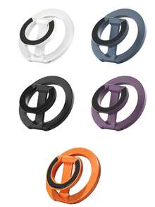 Magnetic Style Alloy Phone Ring Holder Stand, 1pc Magnetic Ring Holder, 3-Level Double-Sided Magnetic, Ultra-Thin & Strong Magnetic Force, 360° Rotation, Foldable Ring Phone Stand, Portable & Universal, Desktop Decor Design, Compatible With IPhone, Android Phones, Spring Birthday Gift, Gift For Family And Friends - Multicolor - View 8