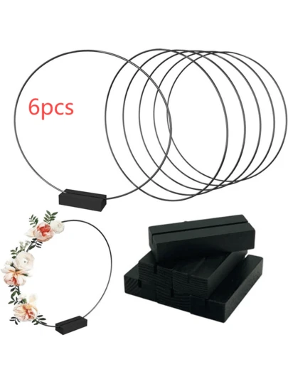 Bộ 6 vòng hoa kim loại 12 inch dùng trang trí bàn, trang trí trung tâm tiệc cưới, giá đỡ thiệp bằng gỗ, vòng hoa kim loại, trang trí nhà cửa, trang trí đám cưới, vòng hoa trang trí tiệc.