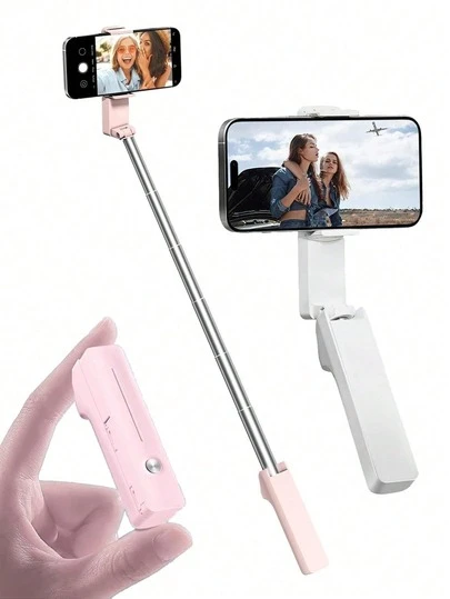 Soporte de metal de aleación Palo de selfie Bluetooth mini ligero Varilla extensible de acero inoxidable Control remoto inalámbrico universal para teléfonos inteligentes Perfecto para viajes de verano, vlogs, transmisiones en vivo, fotos al aire libre, regalo de cumpleaños, celebración de fiestas