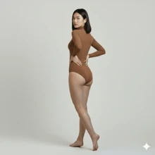 Women's Basic Second Skin Bodysuit Set With High Neck And Long Sleeves - High Fashion Blogger Style - 三件組(黑色+棕色+灰色) - 查看 2