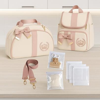 By BABY By Fsouza Kit Luxo Bolsa Mala Maternidade Rosa BB Bolsa G + Mochila 2 em 1 - Menina