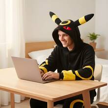 Adult Umbreon Pokemon Hooded Kigurumi Pajama Suit - Black - View 10