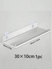 1pc Transparent Acrylic Floating Shelf, Self-Adhesive Storage Rack, Luxury Home Decor Organizer, Wall-Mounted Toy & Book Display Rack, Bathroom Soap Dispenser Holder, Space-Saving, Minimalist Design - Clear - View 9