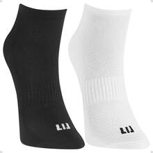 Winston Kit Of 2 Pairs Of Performance Polyamide Core Short Socks For Everyday Casual Dry Fit Unisex Gym, Ankle Socks, Walking, School, Work, Training - Comfortable, Breathable Fabric - Black and White - View 5