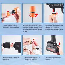 Lavadora a presión eléctrica inalámbrica portátil, con 2 baterías, cargador y accesorios completos. Pistola de lavado de alta presión con accionamiento automático, ideal para limpieza de coches, suelos, terrazas y múltiples superficies.300W - Negro - Ver 2