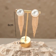 1 Pair Beach Pearl Tassel Earrings - Yellow Gold - View 2