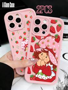 2PCS Pink Phone Case Features A Cross Pattern. It Is Compatible With Galaxy Models Including Compatible For Galaxy S25, S24, S23, S22, S21 PLUS, FE And Ultra,Galaxy A33 Compatible With For Iphone17 Pro Max, 16, 15, 14 And 13. It Makes A Perfect Gift For Birthdays, Holidays, New Year And Valentine's Day. - 粉紅色和粉紅色 - 查看 2